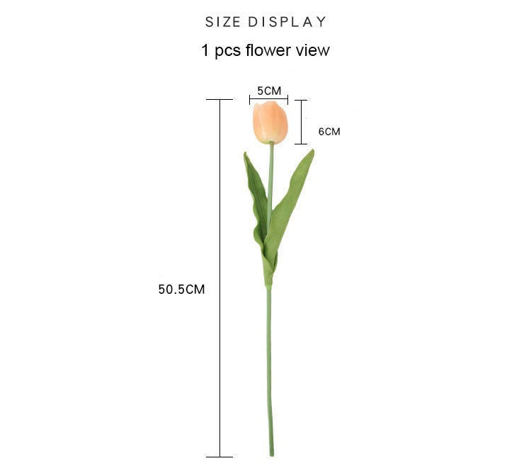 Real Touch Tulips PU Foam Soft Flowers Length 50.5cm/19.88" Wedding Flowers Faux Tulips for Home Decorations Floral Arrangement