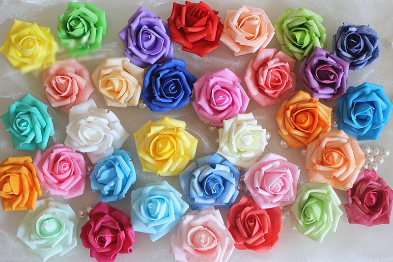 100 PCS PE Foam Flowers Diam.6-7cm DIY Pomander Kissing Ball Foam Rose Heads Wedding Home Decorative Flowers Supplies