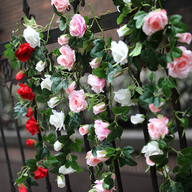 5 Strands Artificial Rose Vine 21.65" Simulation Cane Rose Garland Outdoor Decor Wedding Road Floral Plant For Photography Decor