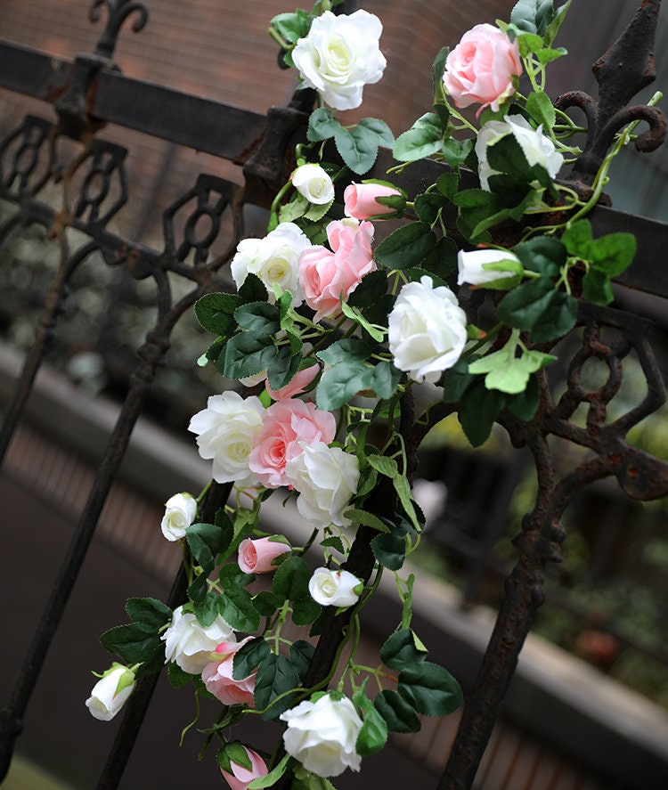 5 Strands Artificial Rose Vine 21.65" Simulation Cane Rose Garland Outdoor Decor Wedding Road Floral Plant For Photography Decor