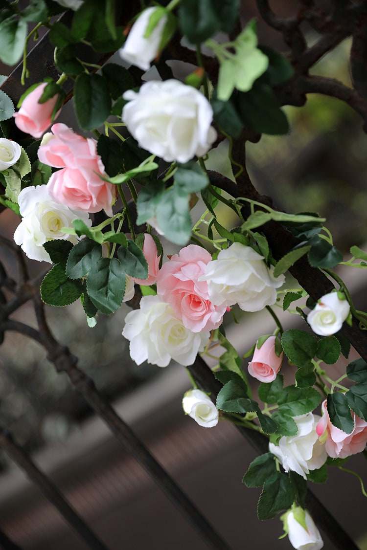 5 Strands Artificial Rose Vine 21.65" Simulation Cane Rose Garland Outdoor Decor Wedding Road Floral Plant For Photography Decor