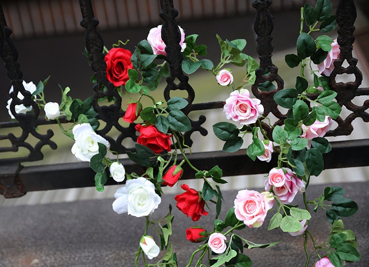 5 Strands Artificial Rose Vine 21.65" Simulation Cane Rose Garland Outdoor Decor Wedding Road Floral Plant For Photography Decor