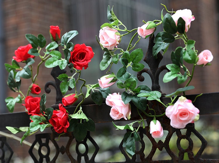 5 Strands Artificial Rose Vine 21.65" Simulation Cane Rose Garland Outdoor Decor Wedding Road Floral Plant For Photography Decor