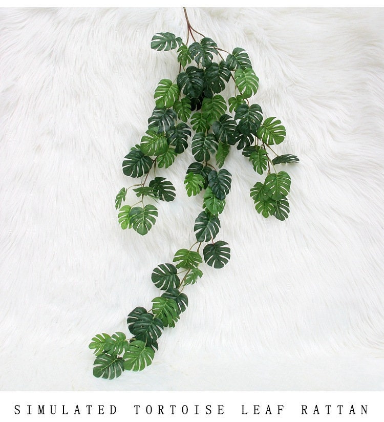 Hanging Plants Artificial Monstera Leaf Simulated Tortoise Leaf Rattan Garland Vine Rattan for HomeWedding Decorations Backdrop Arrangement