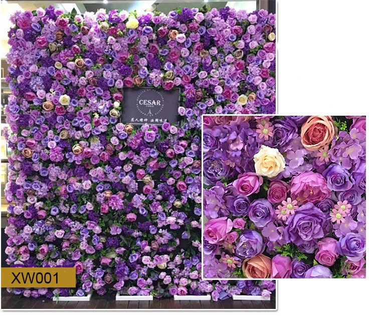 Purple Flower Backdrop Wall For Wedding Arrangement Bridal Shower Baby Shower Photography Background Floral Panels 15.75X23.62"
