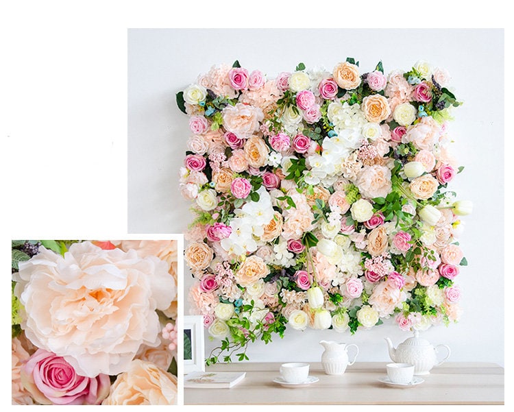3D Floral Wall For Wedding Arrangement Fake Flower Wall For Bridal Shower Special Event Salon Party Backdrop Decor Flower Panels 50x50cm