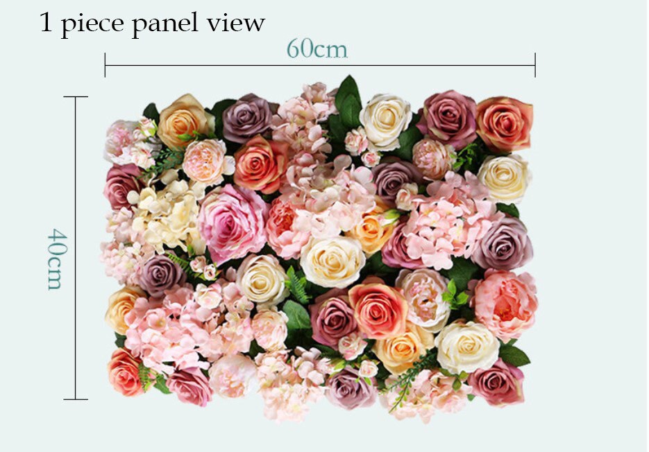 Hot Pink Floral Wall For Wedding Arrangement Backdrop Bridal Shower Event Salon Party Decor Fake Floral Panels 15.75"x23.62"