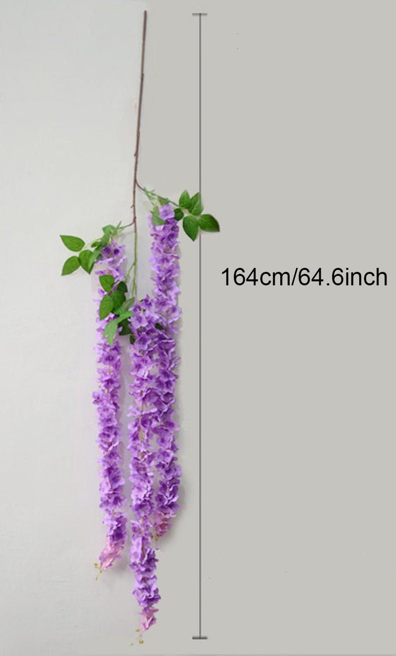 Aqua Blue 164cm/64.6" Wisteria Garland Hanging Flowers For Outdoor Wedding Ceremony Decor Silk Wisteria Vine Wedding Arch Floral