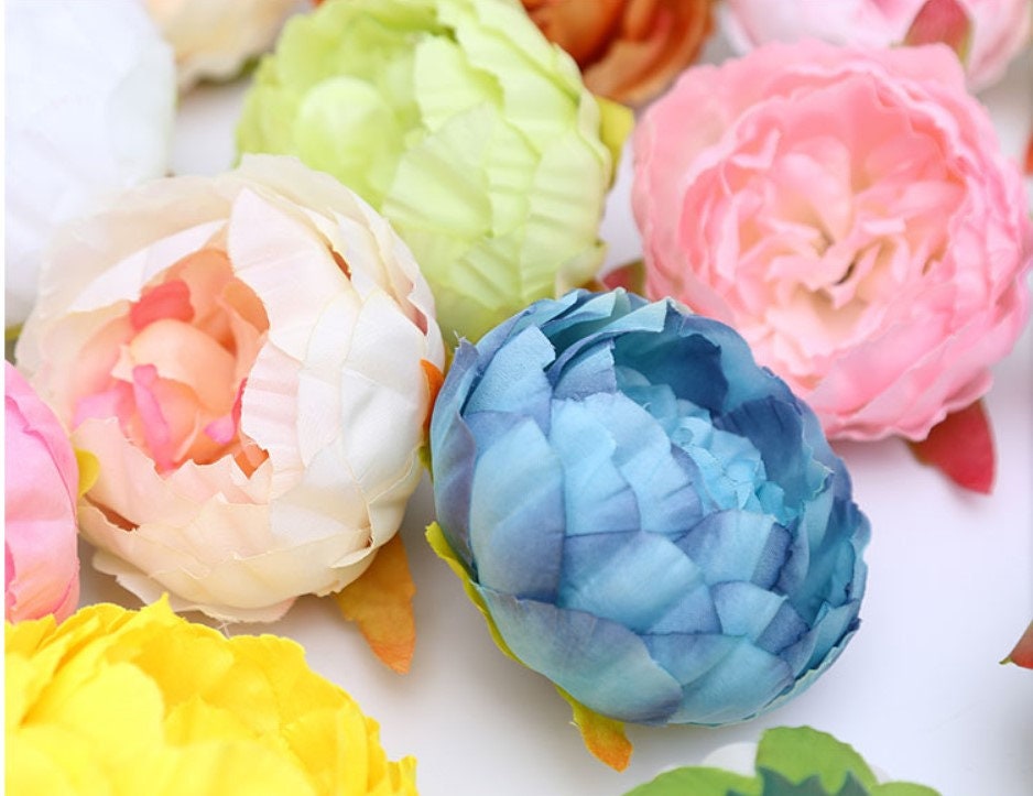 Wholesale Wedding flowers 50 Heads Artificial Simulation Peony Bud Flower Head Diam.8.5cm DIY Wedding Decoration Accessories Floral