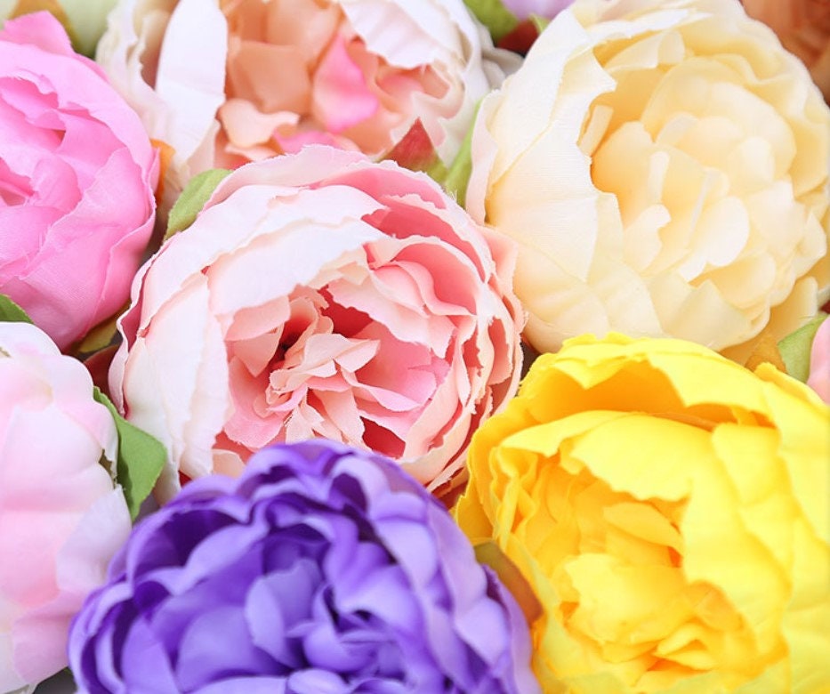 Wholesale Wedding flowers 50 Heads Artificial Simulation Peony Bud Flower Head Diam.8.5cm DIY Wedding Decoration Accessories Floral