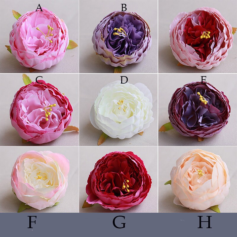 Wholesale 50 Heads Artificial Simulation Silk Peony Camellia Flower Head Diam.9cm/3.54" DIY Wedding Wall Decoration Flowers