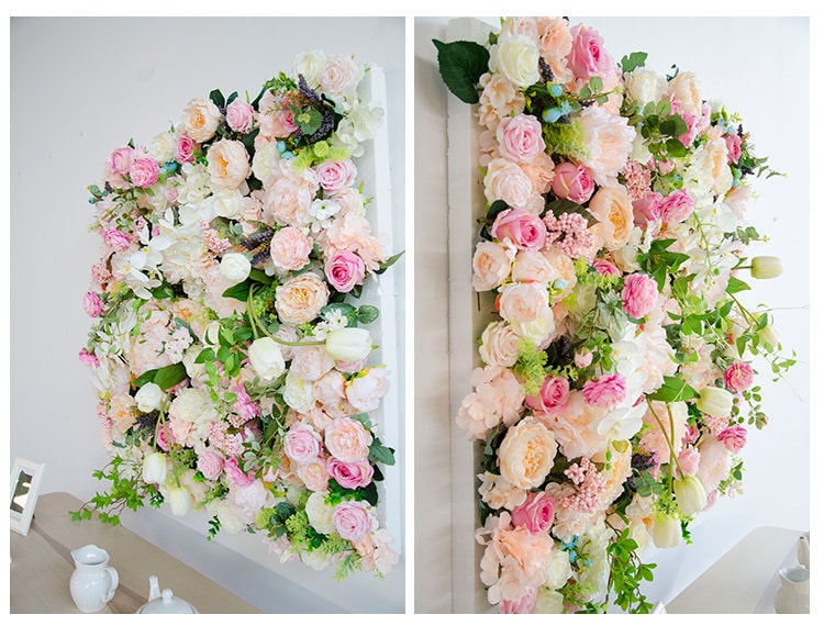 3D Floral Wall For Wedding Arrangement Fake Flower Wall For Bridal Shower Special Event Salon Party Backdrop Decor Flower Panels 50x50cm