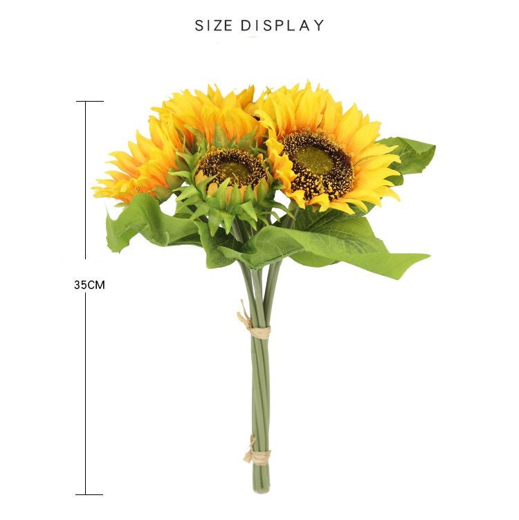 1 Bunch 7 Heads Sunflower Artificial Simulation Flower For Bridal Bouquet Wedding Table Centerpieces Home Window Decoration Flower