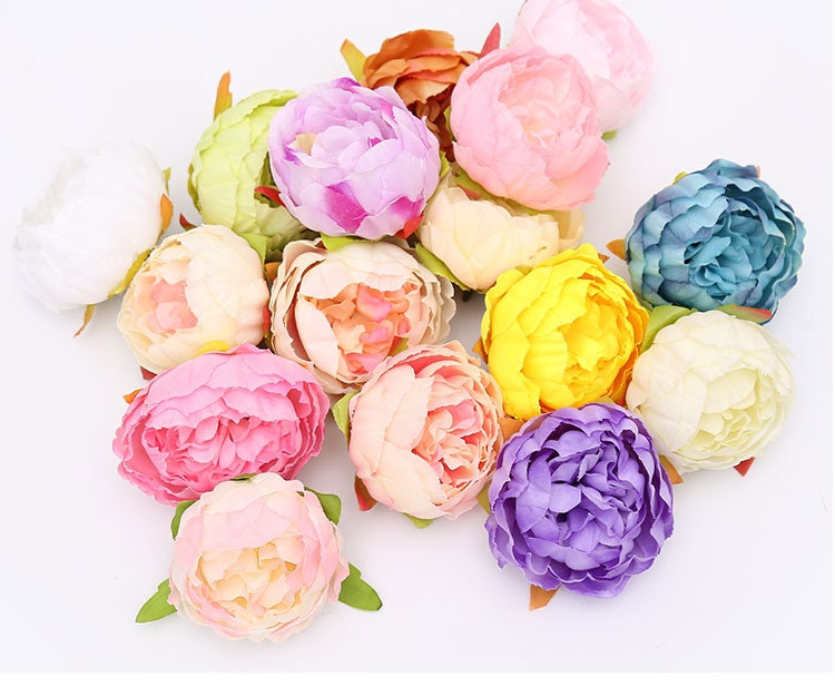 Wholesale Wedding flowers 50 Heads Artificial Simulation Peony Bud Flower Head Diam.8.5cm DIY Wedding Decoration Accessories Floral