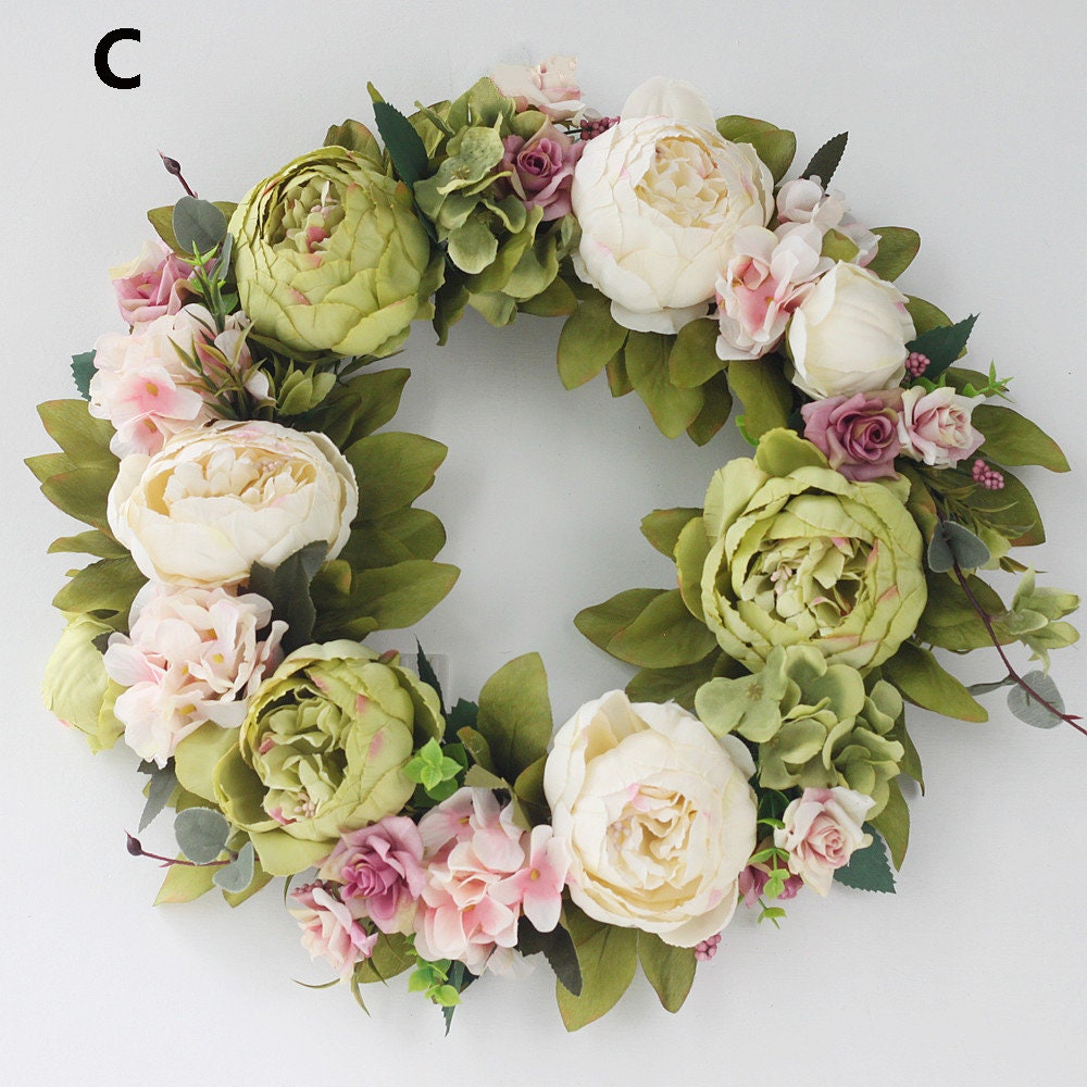 Spring Rose Penoy Wreath For Front Door Farmhouse Decor, Wedding wreath Year Round Wreath,Indoor Outdoor Decor Wreath