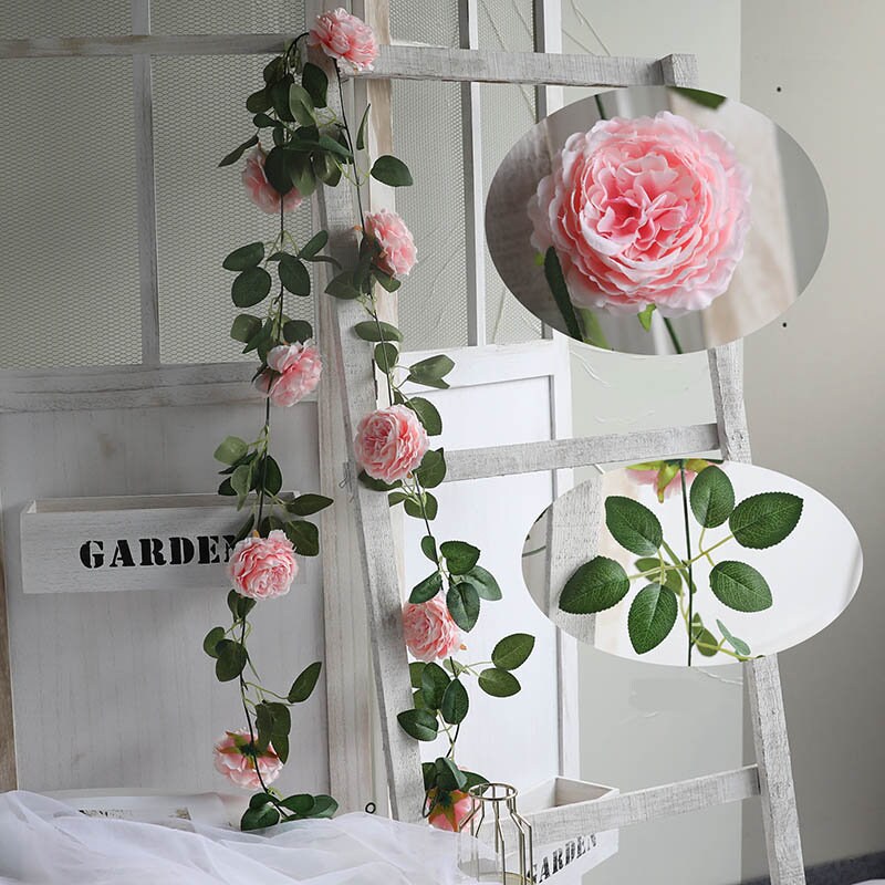 New Arrival 3 Strands Artificial Rose Garland Flower Ivy Leaf Vine Plants Wedding Special Event Hanging Floral Decor Home Garden Arch DIY