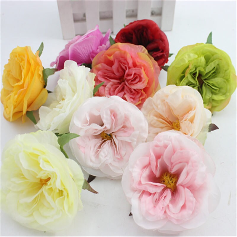 Wholesale 50Heads Wedding Flowers Artificial Simulation Silk Camellia Diam.7.5cm DIY Wedding Special Event Backdrop Layout Accessory Floral