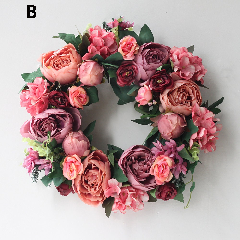 Artifical Flower Wreth Rose Plant Wreath For Front Door Farmhouse Decor, Wedding wreath Year Round Wreath,Indoor Outdoor Decor Wreath