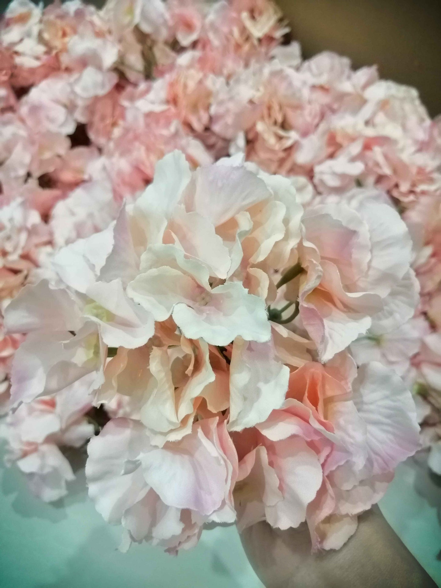Wholesale 50Heads Artificial Simulation Silk Hydrangea Flower Head Diam. 16cm DIY Wedding Bride Shower Baby Shower DIY Decoration