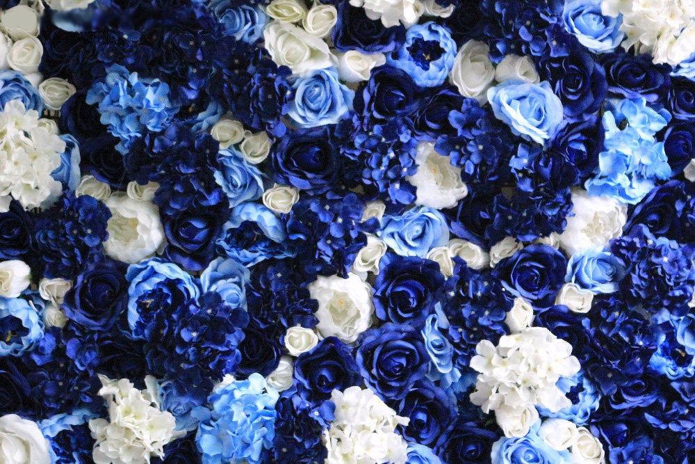 Royal Blue Flower Wall for Wedding Photography Backdrop Artificial Simulation Rose Hydrangea for Special Event Party Decor Panels