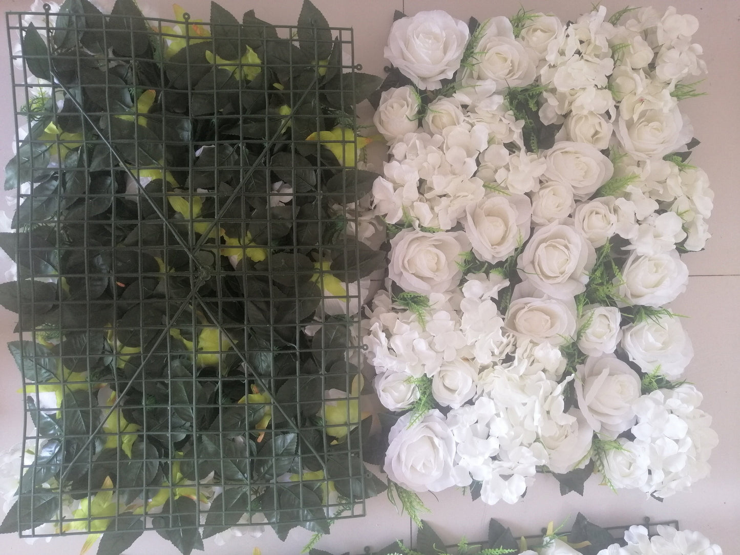 White Fake Flower Wall for Out Wedding Photography Backdrop Simulation Hydrangea Plants For Bridal Shower Party Decor Panel 15.75x23.62inch