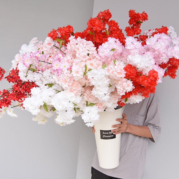 5 Stems Sakura Spring Flowers Length 101cm/39.8" Artificial Simulation Silk Cherry Blossom Wedding Decor Arrangment Floral