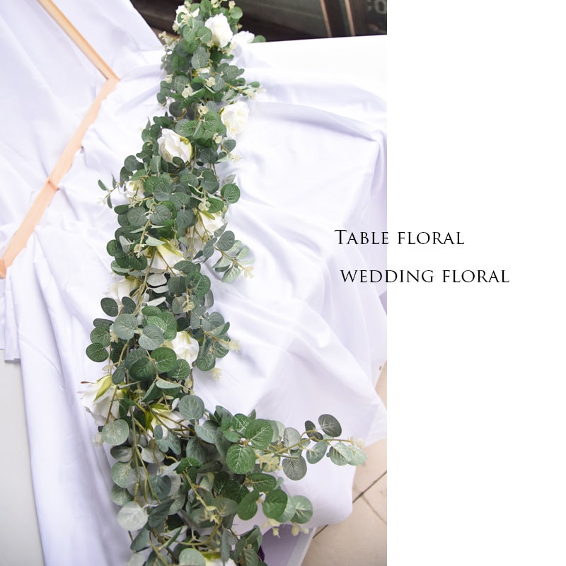 2 Strands Artificial Simulation Flower Vine Rose Garland Green Plants Cane Home Outdoor Decor Photography Flower Wedding Table Florals