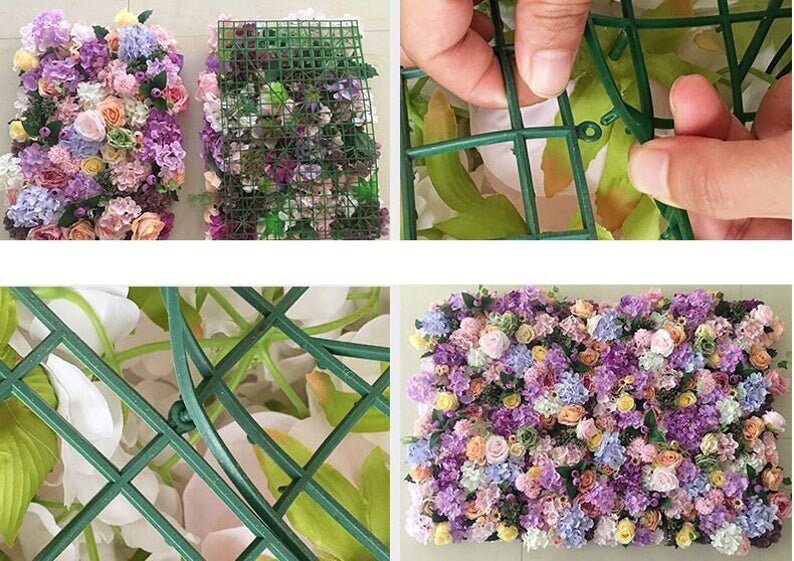 3D Floral Wall For Wedding Arrangement Fake Flower Wall For Bridal Shower Special Event Salon Party Backdrop Decor Flower Panels 50x50cm