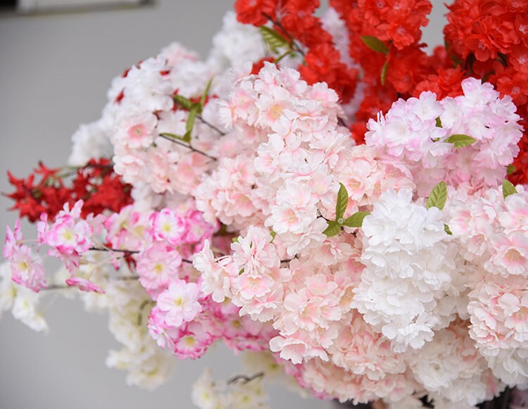 5 Stems Sakura Spring Flowers Length 101cm/39.8" Artificial Simulation Silk Cherry Blossom Wedding Decor Arrangment Floral