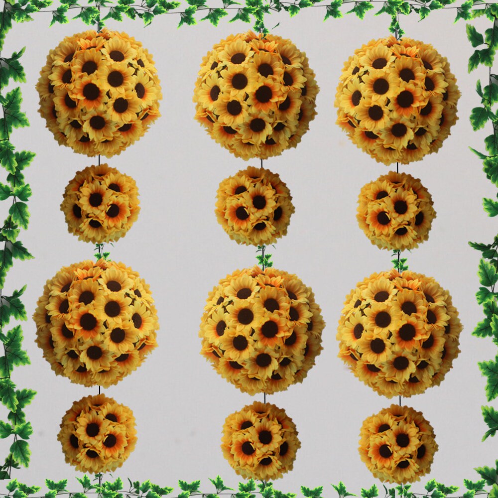 Sunflower Wedding Kissing Ball Flowers Diam. 5.5"/7.5"/9.5" Daisy Pompom For Wedding Centerpieces Bridal Shower