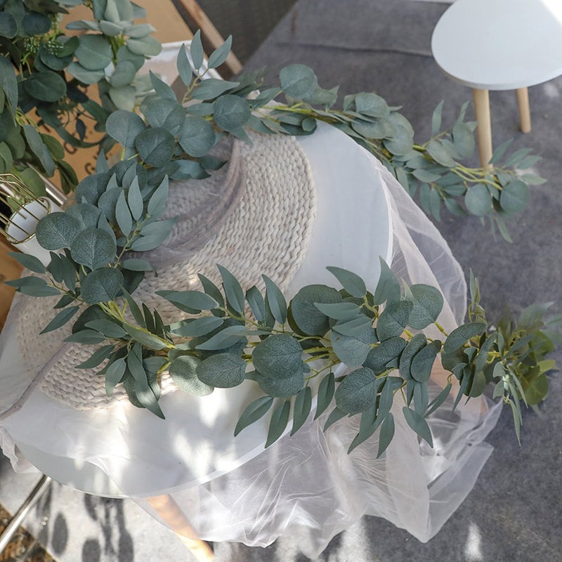 Hanging Plants Eucalyptus Leaves Rattan Willow Garland Vine Rattan for Home Wedding Decorations Backdrop Arrangement Fake Green Plants