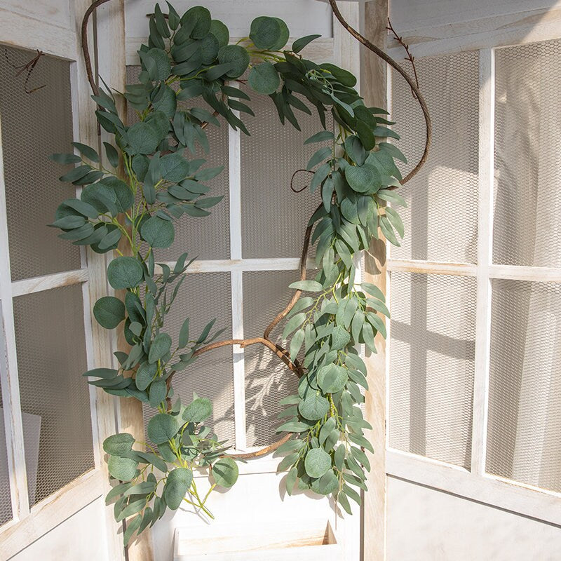 Hanging Plants Eucalyptus Leaves Rattan Willow Garland Vine Rattan for Home Wedding Decorations Backdrop Arrangement Fake Green Plants
