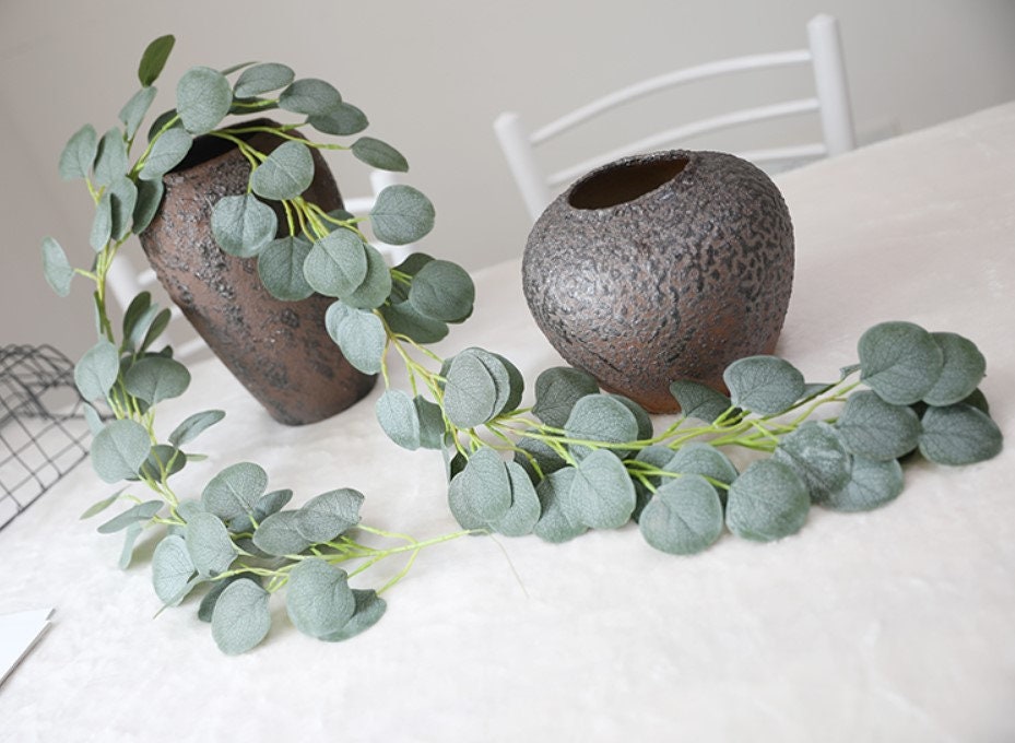 Hanging Plants Artificial Simulation Eucalyptus Leaves Rattan Garland Vine Rattan Home Wedding Decorations Arrangement Fake Green Plants