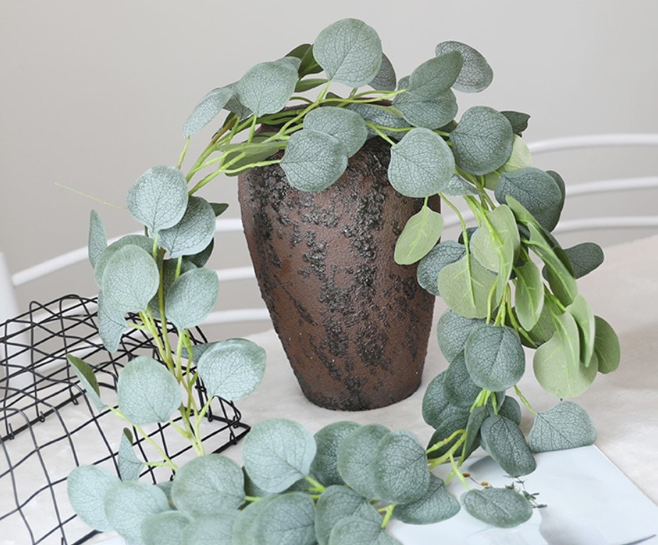 Hanging Plants Artificial Simulation Eucalyptus Leaves Rattan Garland Vine Rattan Home Wedding Decorations Arrangement Fake Green Plants