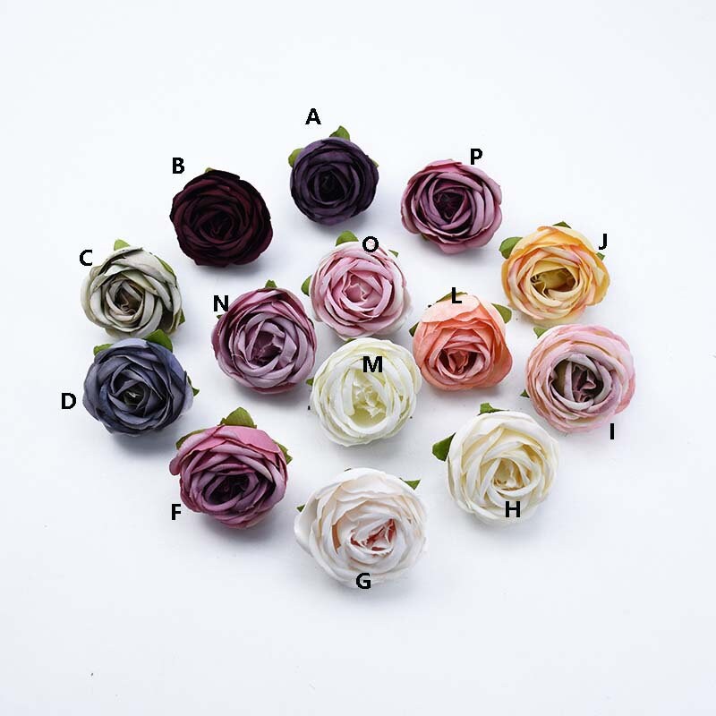 50 Heads Wedding Flowers Artificial Simulation Silk Peony Bud Rose Buds DIY Garland Accessories Wedding Home DIY Decor Florals Diam.4cm