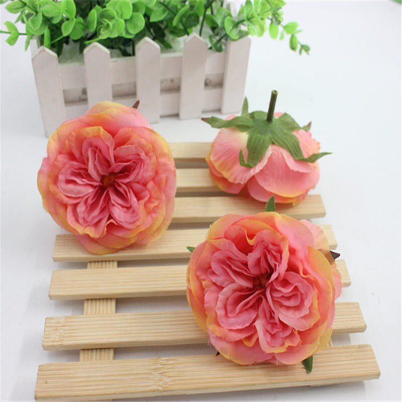Wholesale 50Heads Wedding Flowers Artificial Simulation Silk Camellia Diam.7.5cm DIY Wedding Special Event Backdrop Layout Accessory Floral