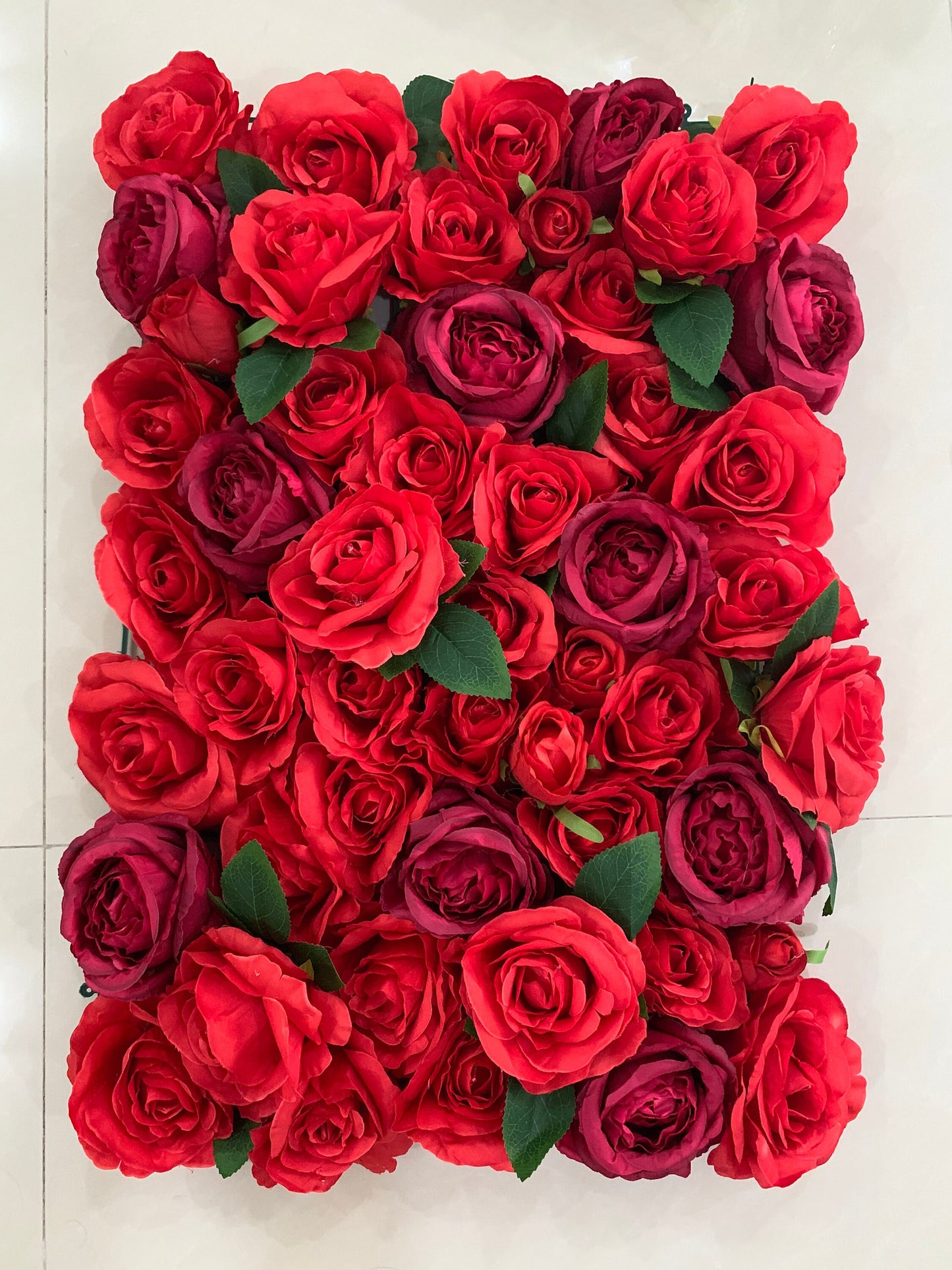 Red Wedding Flower Walls Artificial Rose Peony Green Leaf Background For Romantic Photography Bridal Shower Panel 15.75inch x23.62inch