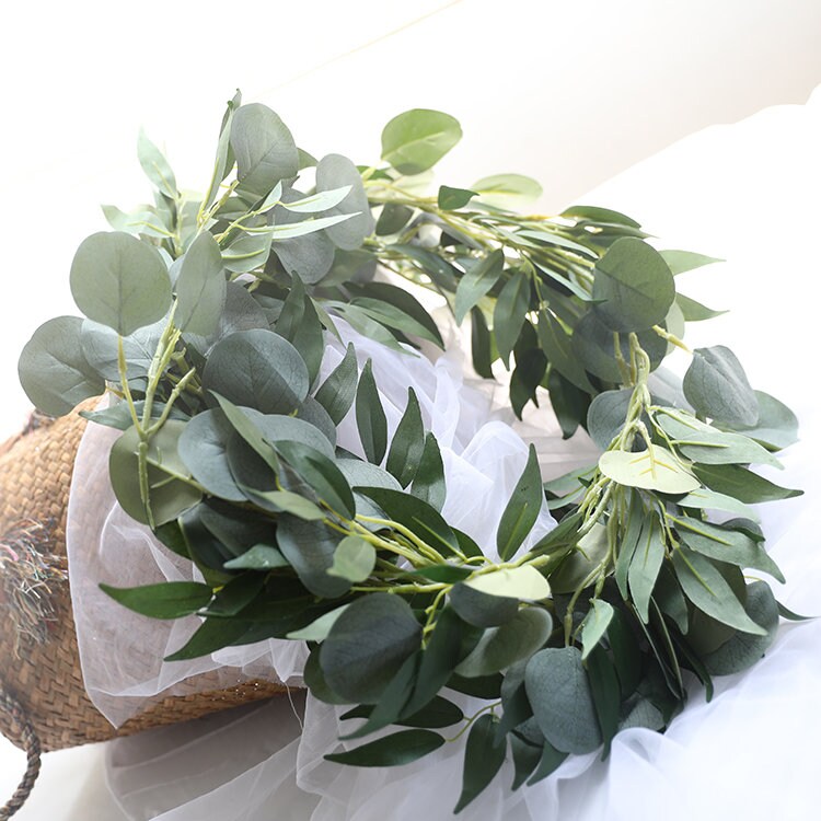 Hanging Plants Eucalyptus Leaves Rattan Willow Garland Vine Rattan for Home Wedding Decorations Backdrop Arrangement Fake Green Plants