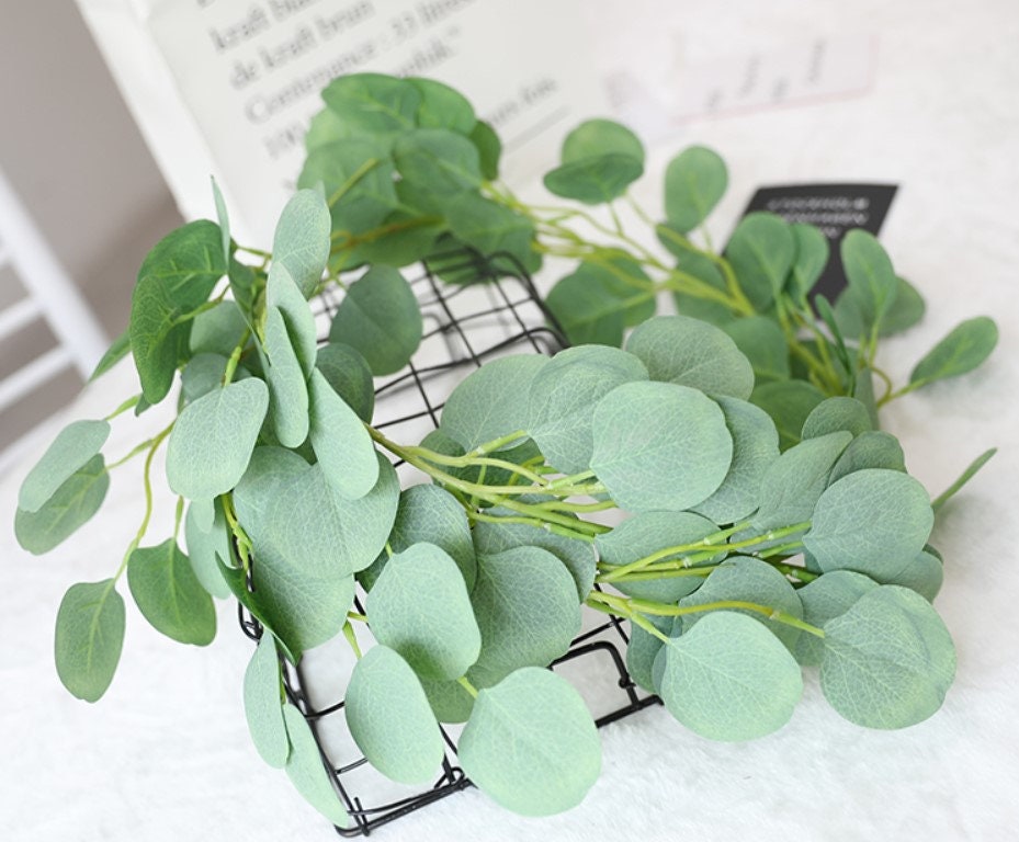 Hanging Plants Artificial Simulation Eucalyptus Leaves Rattan Garland Vine Rattan Home Wedding Decorations Arrangement Fake Green Plants