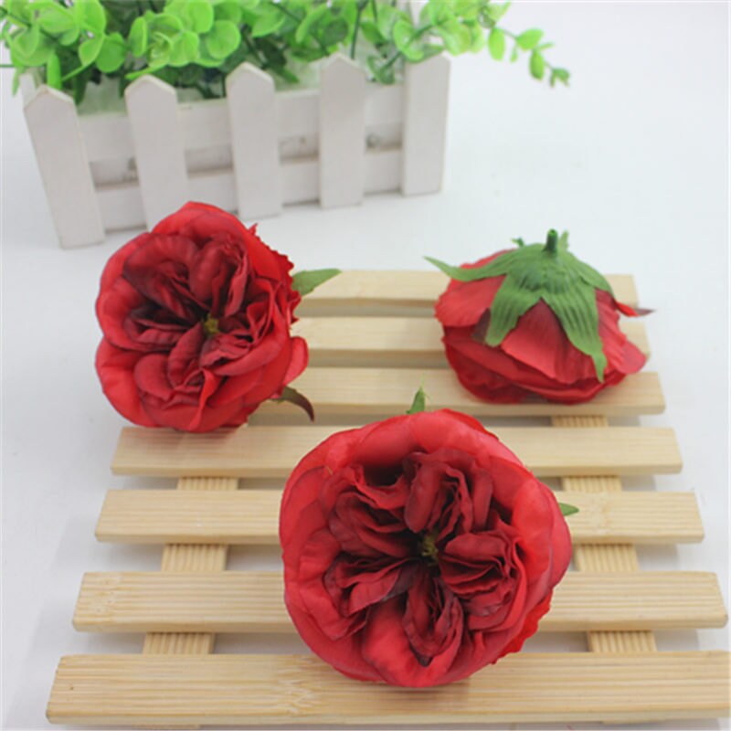 Wholesale 50Heads Wedding Flowers Artificial Simulation Silk Camellia Diam.7.5cm DIY Wedding Special Event Backdrop Layout Accessory Floral