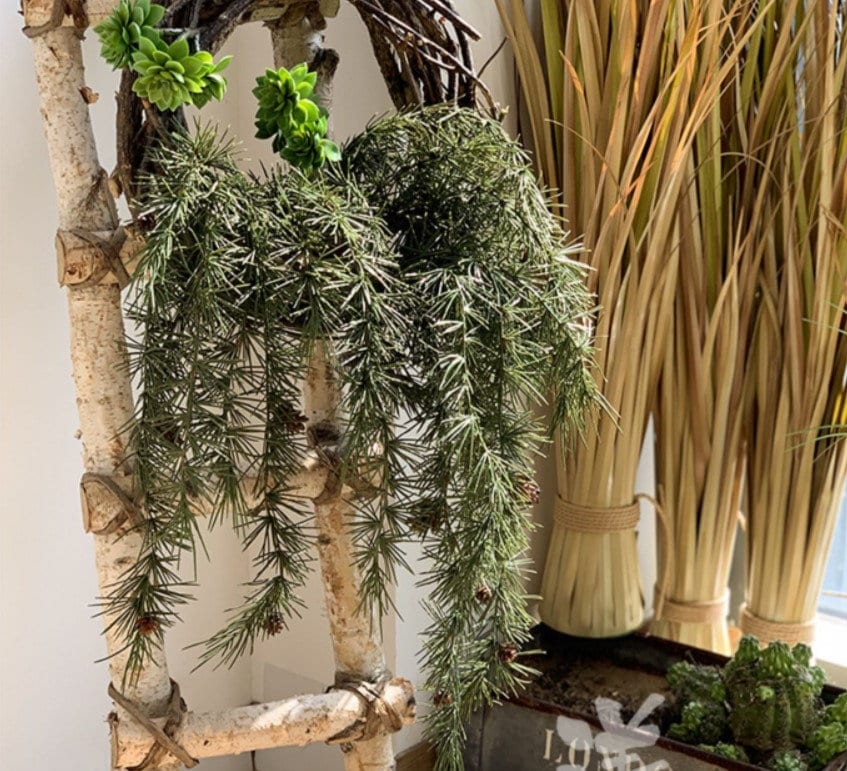 Artificial Simulation Pine Needle Emulation Pine Nut Branches Hanging Basket Fake Plants For Wedding Event Home Decoration Length 80cm/31.5"