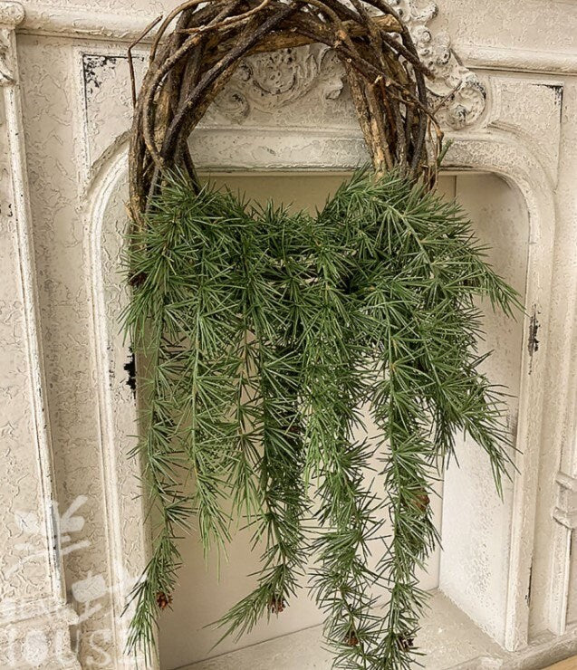 Artificial Simulation Pine Needle Emulation Pine Nut Branches Hanging Basket Fake Plants For Wedding Event Home Decoration Length 80cm/31.5"