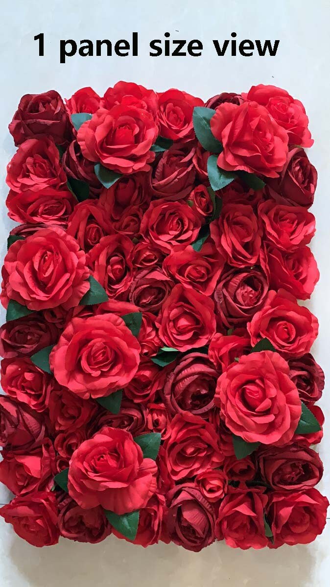 Full Red Rose Wedding Flower For Romantic Photography Backdrop Bridal Shower Special Event Arrangement Decor Fake Floral Panels 40x60cm