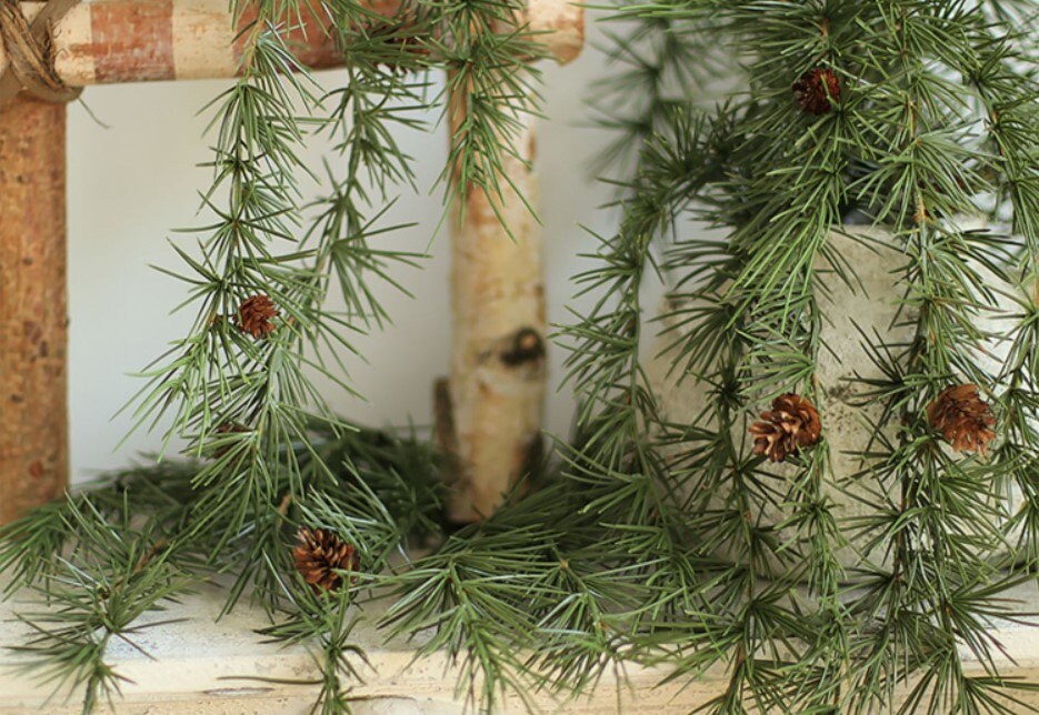 Artificial Simulation Pine Needle Emulation Pine Nut Branches Hanging Basket Fake Plants For Wedding Event Home Decoration Length 80cm/31.5"