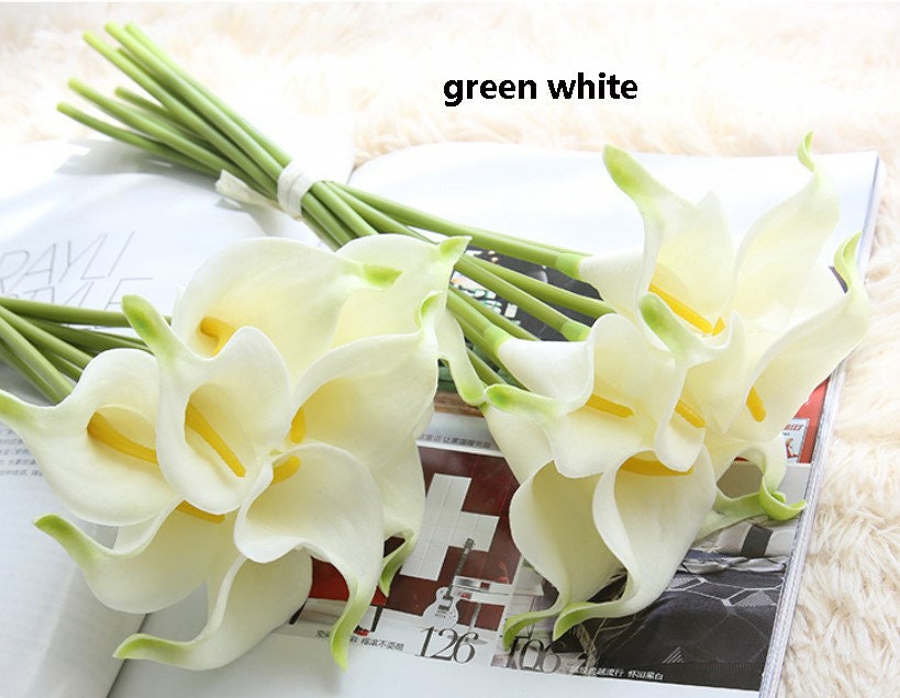 10 Stems Small White Calla Lily Flowers Real Touch Bridal Bouquet Faux Flowers Wedding Centerpieces Table Decor Floral 10 Colours Avaliable