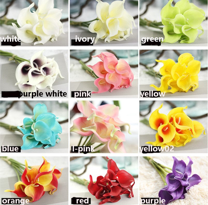 10 Stems Small White Calla Lily Flowers Real Touch Bridal Bouquet Faux Flowers Wedding Centerpieces Table Decor Floral 10 Colours Avaliable