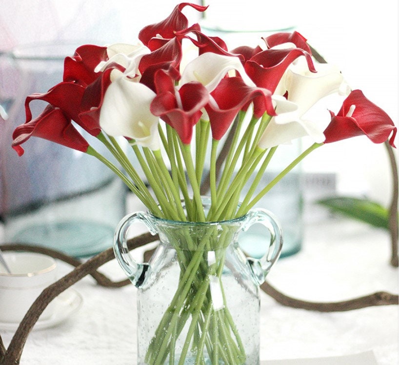 10 Stems Small White Calla Lily Flowers Real Touch Bridal Bouquet Faux Flowers Wedding Centerpieces Table Decor Floral 10 Colours Avaliable
