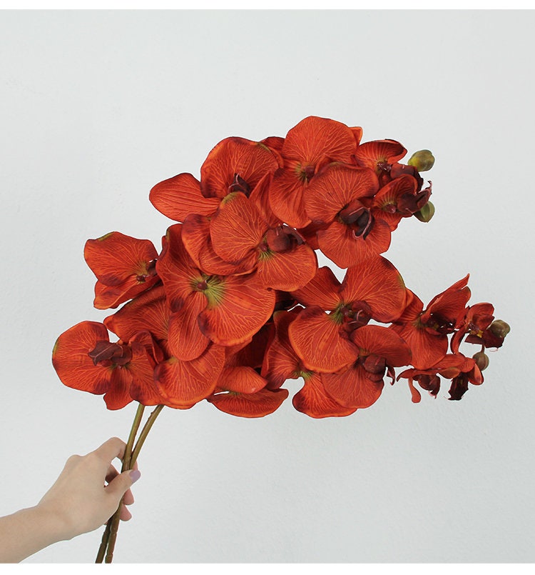Orange Luxury Silk Flower Silk Butterfly Orchid Stem 37" Tall Wedding Table Centerpiece Butterfly Orchid Phalaenopsis