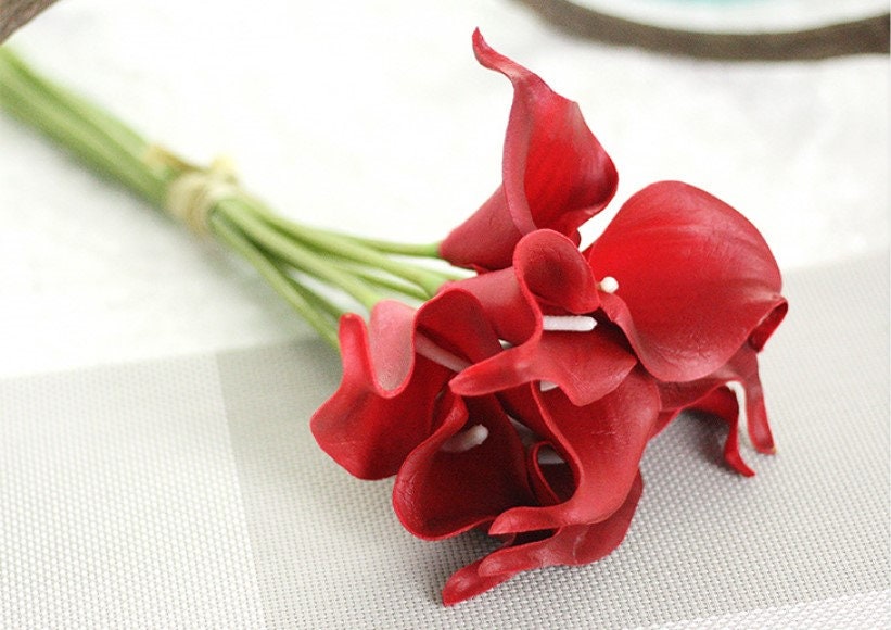 10 Stems Small White Calla Lily Flowers Real Touch Bridal Bouquet Faux Flowers Wedding Centerpieces Table Decor Floral 10 Colours Avaliable