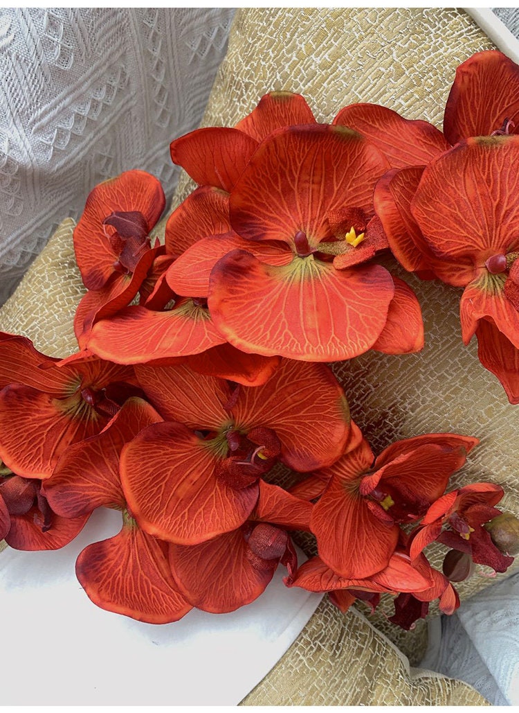 Orange Luxury Silk Flower Silk Butterfly Orchid Stem 37" Tall Wedding Table Centerpiece Butterfly Orchid Phalaenopsis